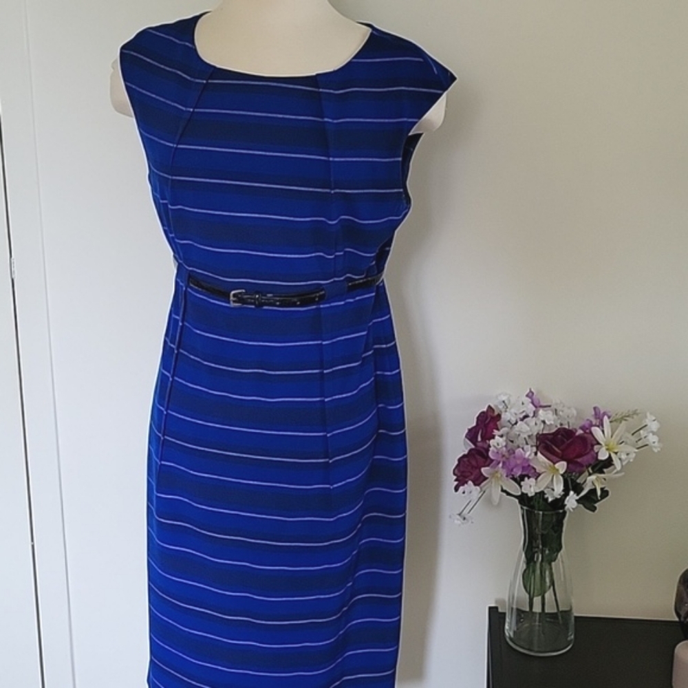 Calvin Klein Belted Striped Women's Sheath Dress
